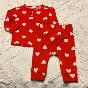 Cat & Jack Red Heart Pattern Baby Outfit, Valentine’s Day, 3-6 month